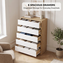 Load image into Gallery viewer, 22197-harris-6-drawers-tallboy-oak-white-2609302