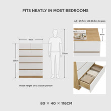 Load image into Gallery viewer, 22197-harris-6-drawers-tallboy-oak-white-2609303