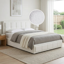 Load image into Gallery viewer, LT11180-cube-boucle-queen-gas-lift-bed-frame-white-26100910
