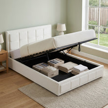 Load image into Gallery viewer, LT11180-cube-boucle-queen-gas-lift-bed-frame-white-2610099