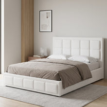 Load image into Gallery viewer, LT11180-cube-boucle-queen-gas-lift-bed-frame-white-26100913