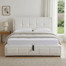 Load image into Gallery viewer, LT11180-cube-boucle-queen-gas-lift-bed-frame-white-26100912