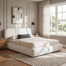 Load image into Gallery viewer, Bub Boucle Queen Gas Lift Bed Frame - White