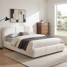 Load image into Gallery viewer, Bub Boucle Queen Gas Lift Bed Frame - White