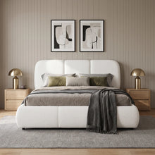Load image into Gallery viewer, Bub Boucle Queen Gas Lift Bed Frame - White