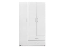 Load image into Gallery viewer, Bram 3 Door Wardrobe Cabinet with 2 Drawers - White