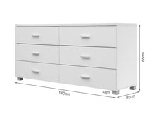Load image into Gallery viewer, Bram Low Boy 6 Drawer Chest Dresser - White
