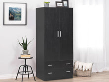 Load image into Gallery viewer, Bram 2 Door Wardrobe with 2 Drawers - Black