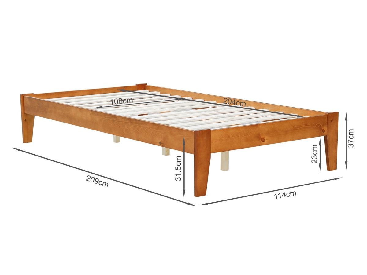 Meri King Single Wooden Bed Frame - Oak
