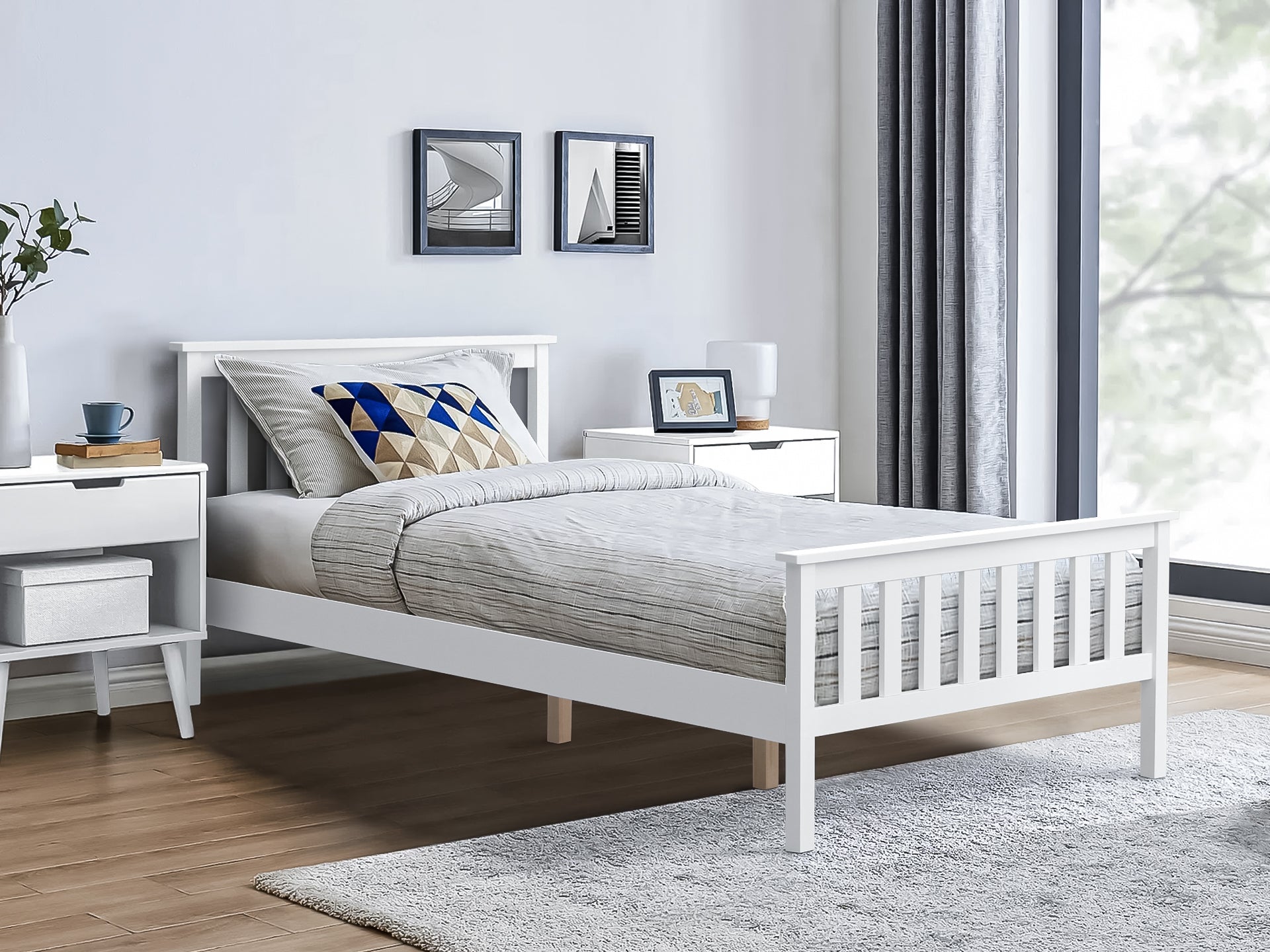 Andes King Single Wooden Bed Frame White