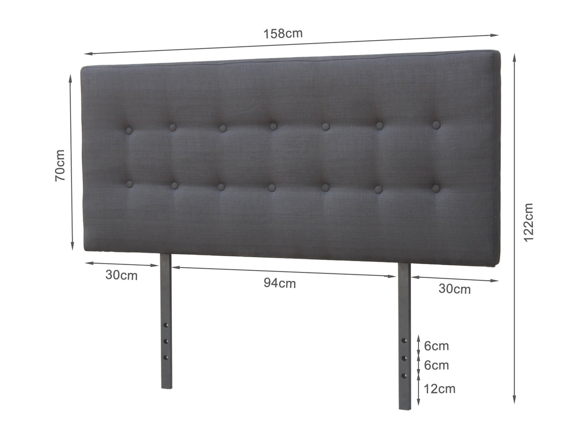 Susan Queen Fabric Upholstered Headboard - Charcoal
