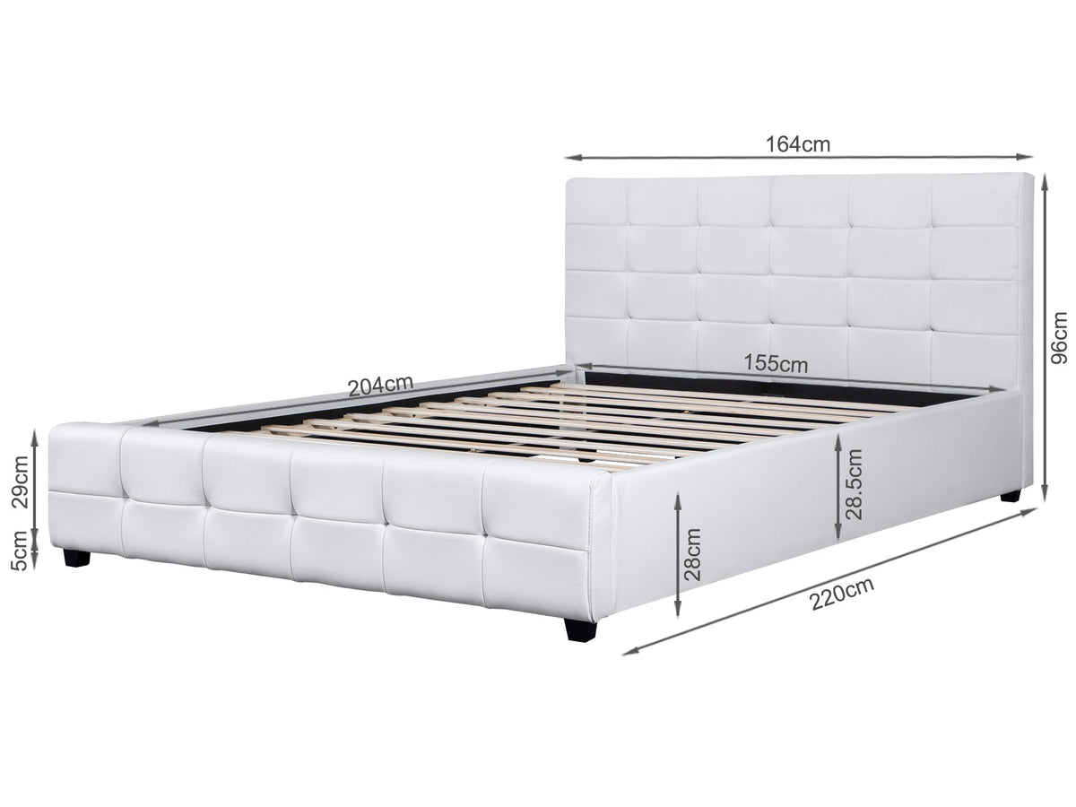 Augusta Queen PU Bed Frame - White