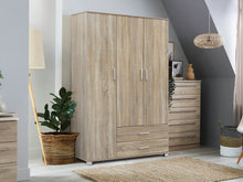 Load image into Gallery viewer, Bram 3 Door Wardrobe Cabinet with 2 Drawers - Oak
