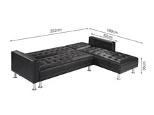 Load image into Gallery viewer, Colorado 3 Seater Sofa Bed Futon with Chaise - Black