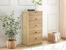 Load image into Gallery viewer, Hekla Tallboy 5 Drawer Chest Dresser - Oak