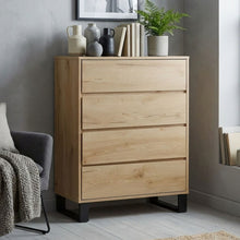 Load image into Gallery viewer, Frohna Tallboy 4 Drawer Chest Dresser - Oak