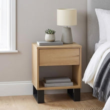 Load image into Gallery viewer, Frohna Wooden Bedside Table Nightstand - Oak