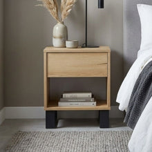 Load image into Gallery viewer, Frohna Wooden Bedside Table Nightstand - Oak