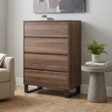 Load image into Gallery viewer, Frohna Tallboy 4 Drawer Chest Dresser - Walnut