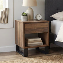 Load image into Gallery viewer, Frohna Wooden Bedside Table Nightstand - Walnut