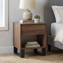 Load image into Gallery viewer, Frohna Wooden Bedside Table Nightstand - Walnut