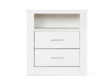 Load image into Gallery viewer, Mateo Wooden Bedside Table with 2 Drawer - White