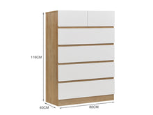 Load image into Gallery viewer, Harris 6 Drawers Tallboy - Oak + White