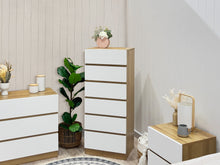 Load image into Gallery viewer, Harris 6 Drawers Slim Tallboy - Oak + White
