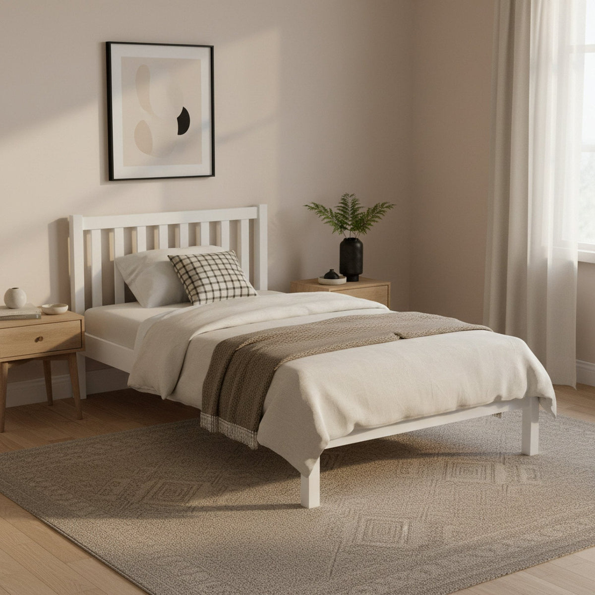 Baker King Single Wooden Bed Frame - White