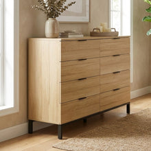 Load image into Gallery viewer, Ocala Low Boy 8 Drawer Chest Dresser - Oak