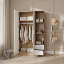 Load image into Gallery viewer, Harris 3 Door Wardrobe with Drawers - Oak + White