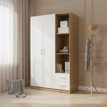 Load image into Gallery viewer, Harris 3 Door Wardrobe with Drawers - Oak + White