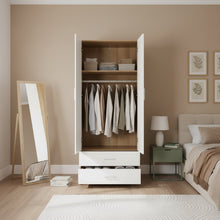 Load image into Gallery viewer, Harris 2 Door Wardrobe with Drawers - Oak + White