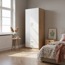 Load image into Gallery viewer, Harris 2 Door Wardrobe with Drawers - Oak + White