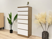 Load image into Gallery viewer, Harris 6 Drawer Tallboy with Mirror - Oak + White
