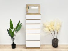 Load image into Gallery viewer, Harris 6 Drawer Tallboy with Mirror - Oak + White
