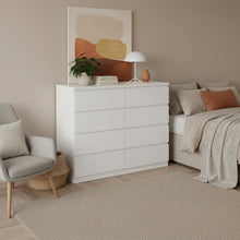 Load image into Gallery viewer, Tongass Wooden Low Boy 8 Drawers - White