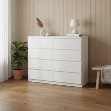 Load image into Gallery viewer, Tongass Wooden Low Boy 8 Drawers - White