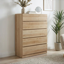 Load image into Gallery viewer, Harris 5 Drawers Tallboy - Oak