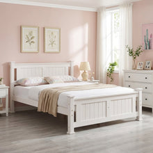 Load image into Gallery viewer, Davraz Double Wooden Bed Frame - White