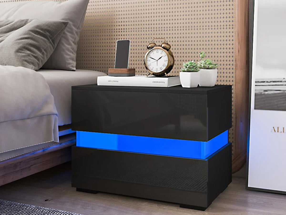 Zion LED Bedside Table - Black
