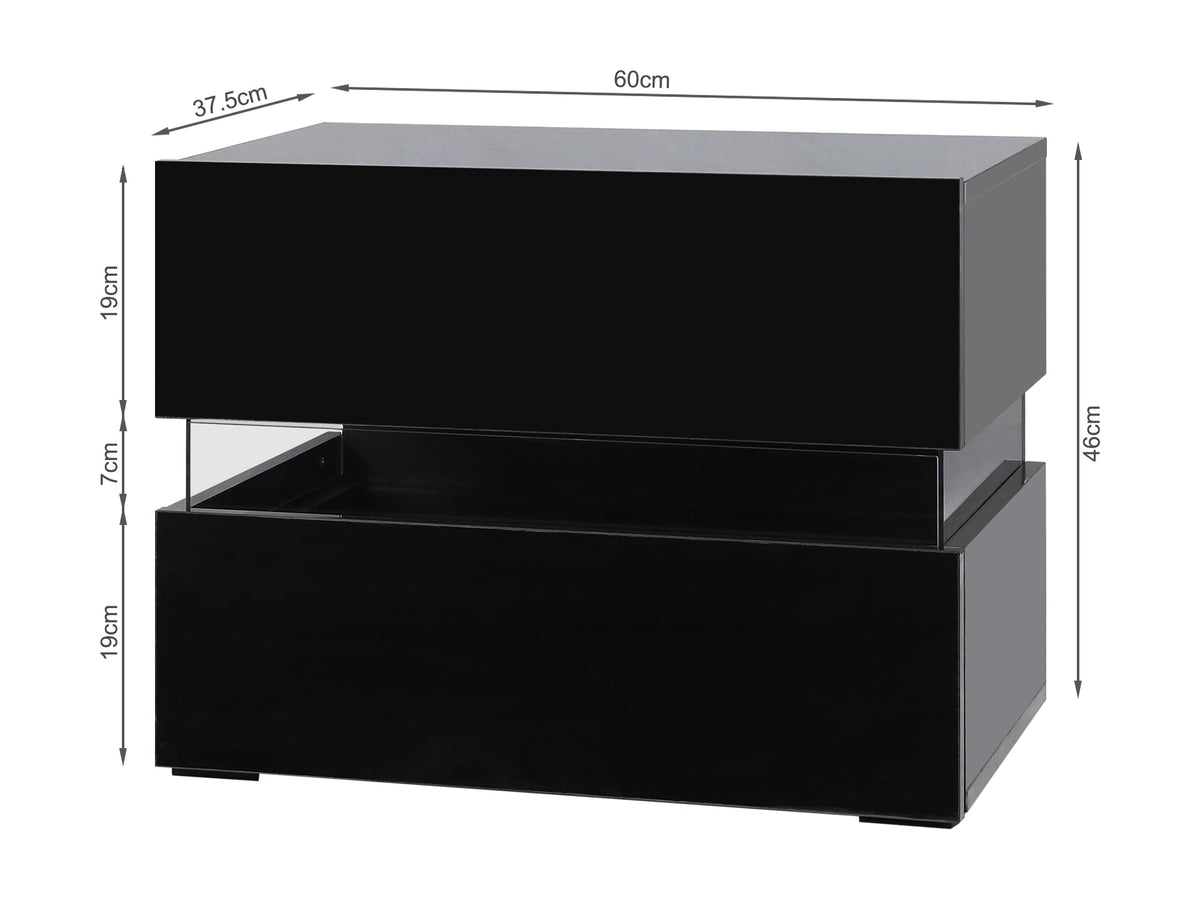 Zion LED Bedside Table - Black