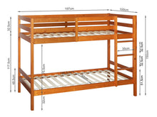 Load image into Gallery viewer, Maroon Single Wooden Bunk Bed Frame - Oak