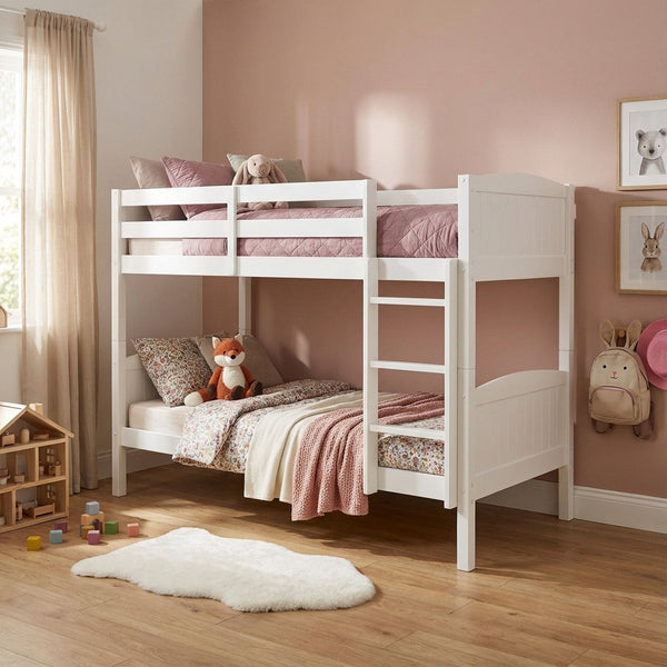 Annan Single Wooden Bunk Bed Frame - White
