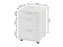 Load image into Gallery viewer, Nakia 3 Drawer Filing Cabinet - White