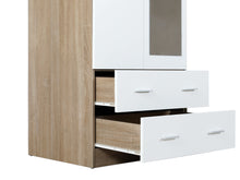 Load image into Gallery viewer, Bram 3 Door Wardrobe Cabinet with Mirror - Oak + White