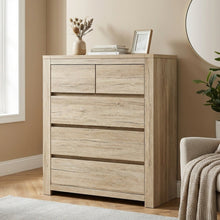 Load image into Gallery viewer, Borneo 5 Drawers Tallboy - Oak