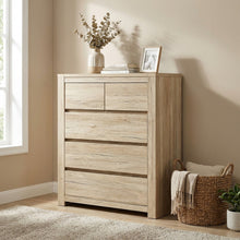 Load image into Gallery viewer, Borneo 5 Drawers Tallboy - Oak