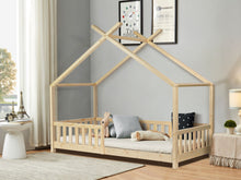 Load image into Gallery viewer, Minto Single Wooden House Bed Frame - Oak
