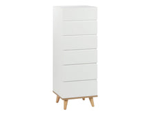 Load image into Gallery viewer, Hudson Wooden Slim Tallboy 6 Drawers - White